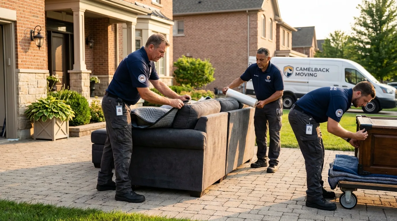 Large estate moving crew wrapping furniture in Alto, TX